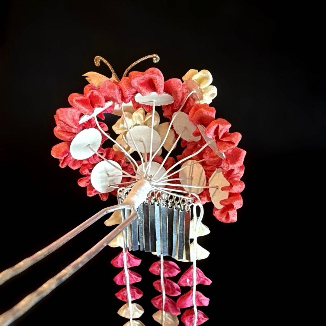 勝山髪飾り 七五三 7歳 (濃いピンク×クリーム色) 蝶 - メルカリ