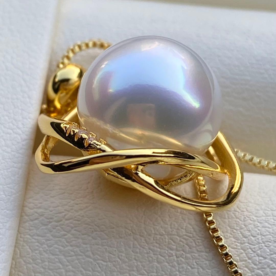 本真珠　南洋白蝶真珠ネックレストップ　12.5mmホワイトPT930