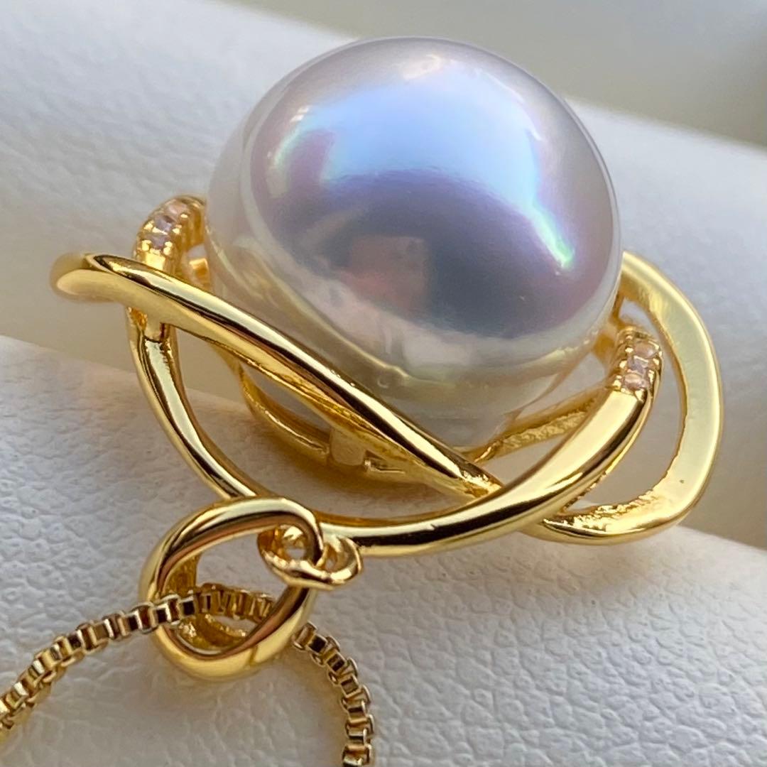 本真珠　南洋白蝶真珠ネックレストップ　12.5mmホワイトPT930