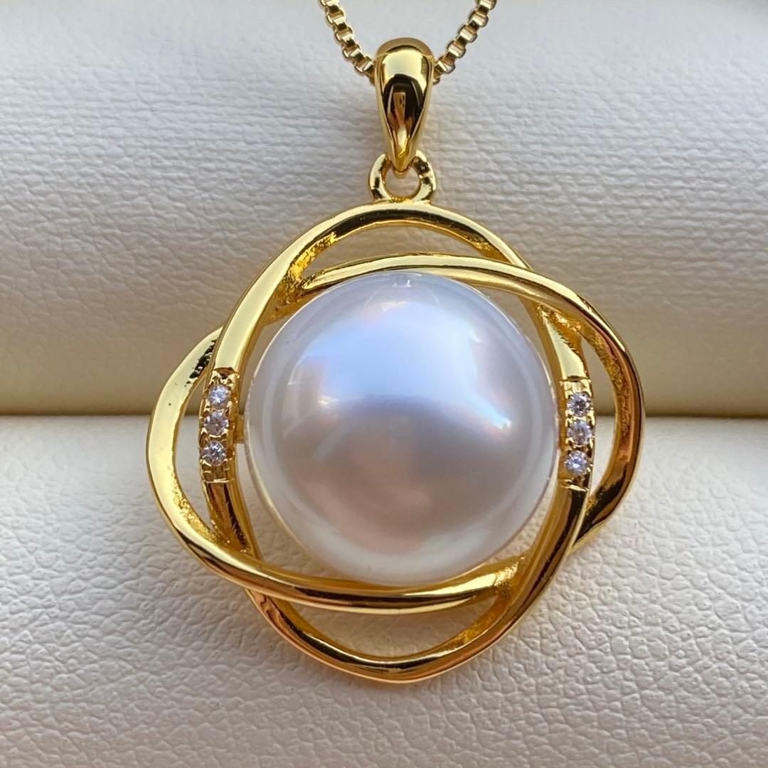 本真珠　南洋白蝶真珠ネックレストップ　12.5mmホワイトPT930