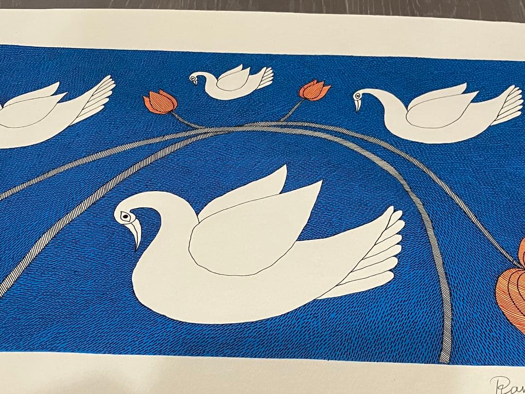 Tara Books水の生き物アートプリント　“白鳥” インド