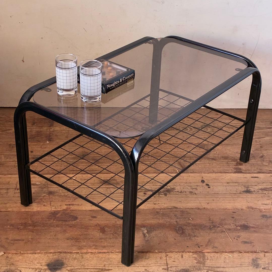 ヴィンテージ ガラステーブル ミッドセンチュリー スペースエイジ