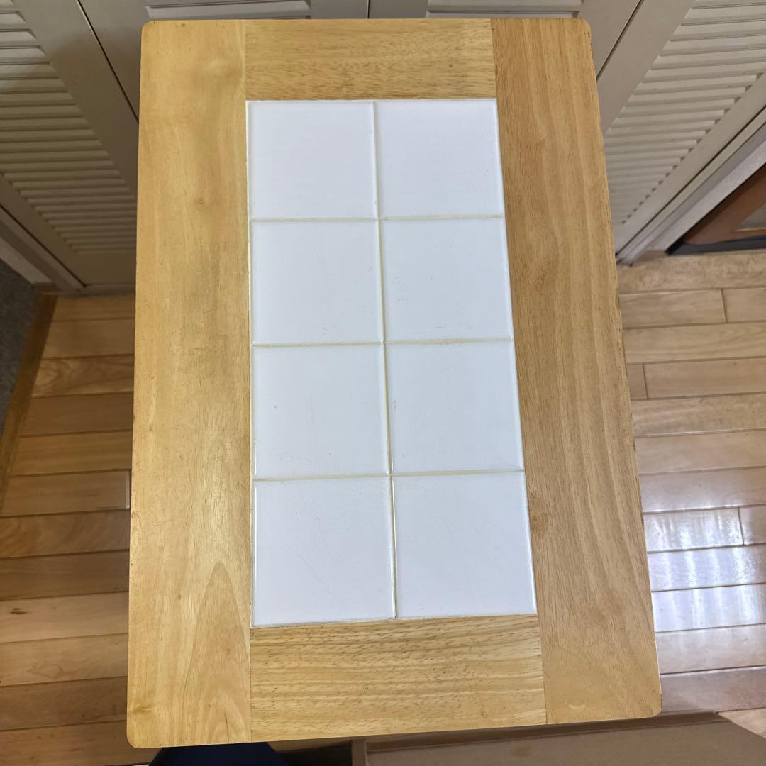 北欧レトロ アイリスオーヤマ 木製 タイル張り キッチンワゴン ダストボックス