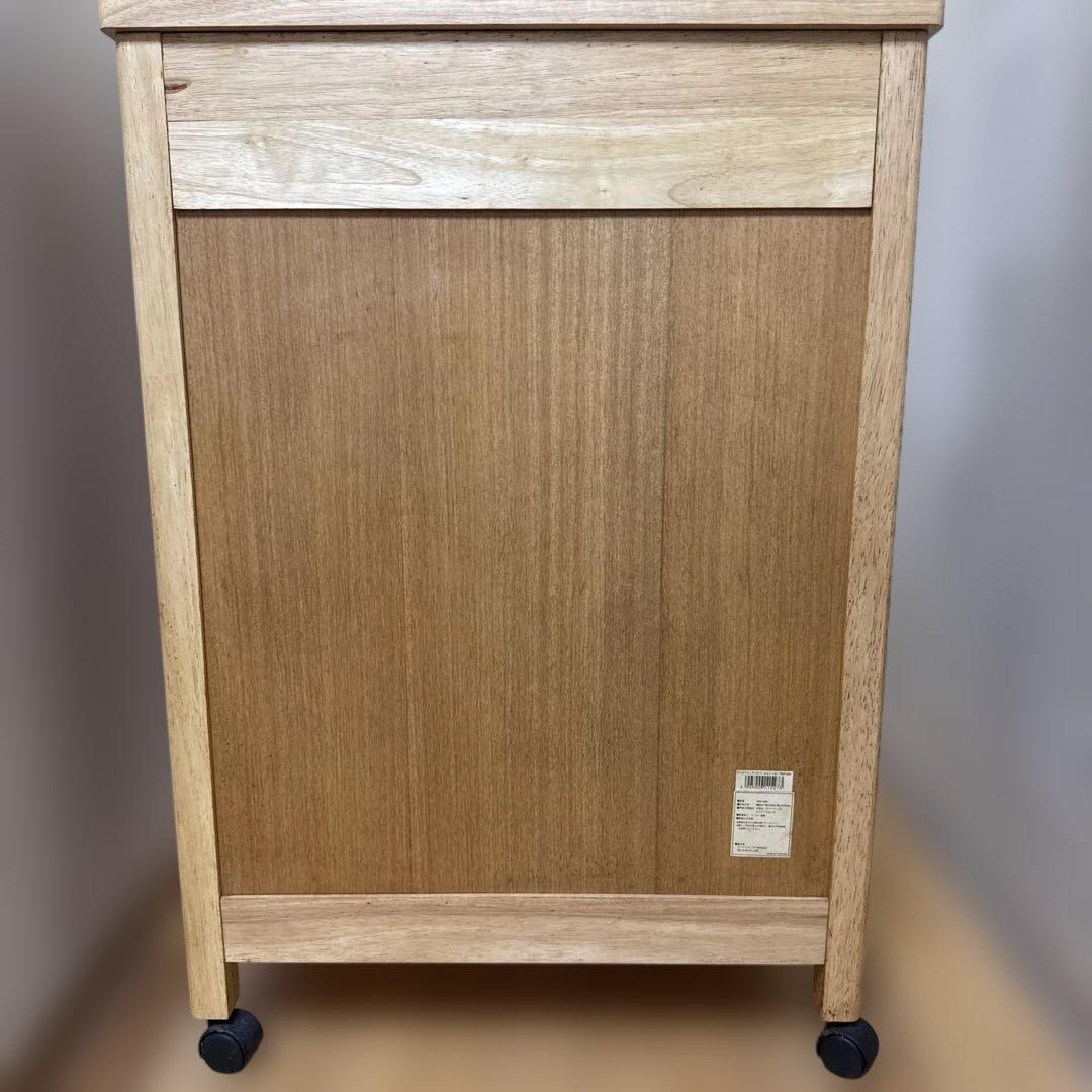 北欧レトロ アイリスオーヤマ 木製 タイル張り キッチンワゴン ダストボックス