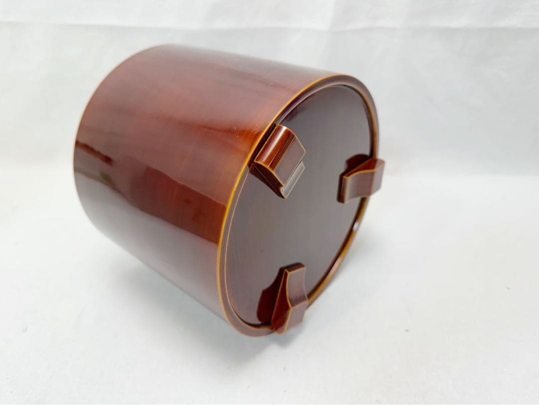 ほぼ未使用 茶道具 紅春慶塗 曲水指 綴目 茶器 木工芸 紙箱