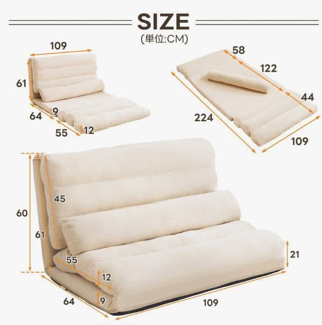 3WAY ソファベッド 2 人掛け 6 段階リクライニング 組立不要