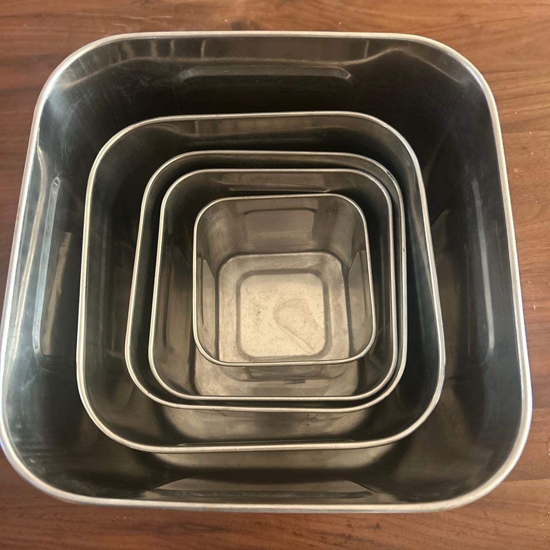 キッチン角ポット　5個セット 24.5㎝20㎝17㎝15.5㎝12.5㎝