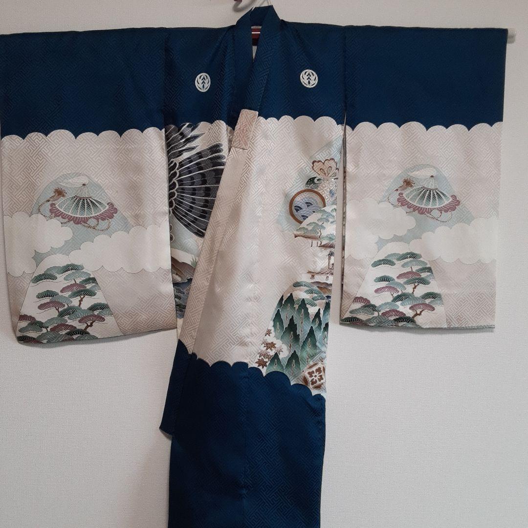 正絹　産着　着物長襦袢セット　鷹