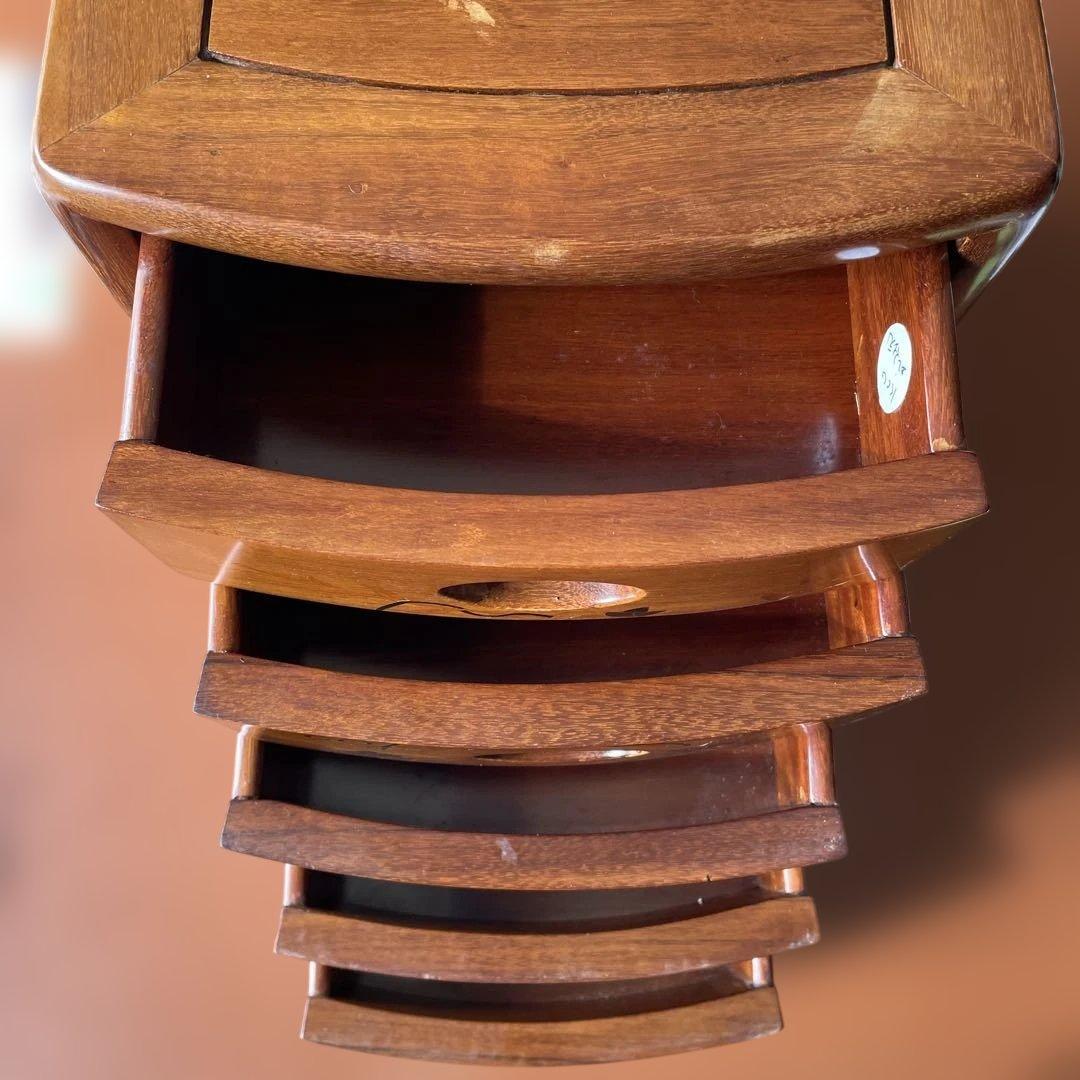 唐木家具花梨無垢材螺鈿細工5段小引出(ブドウと蝶柄)