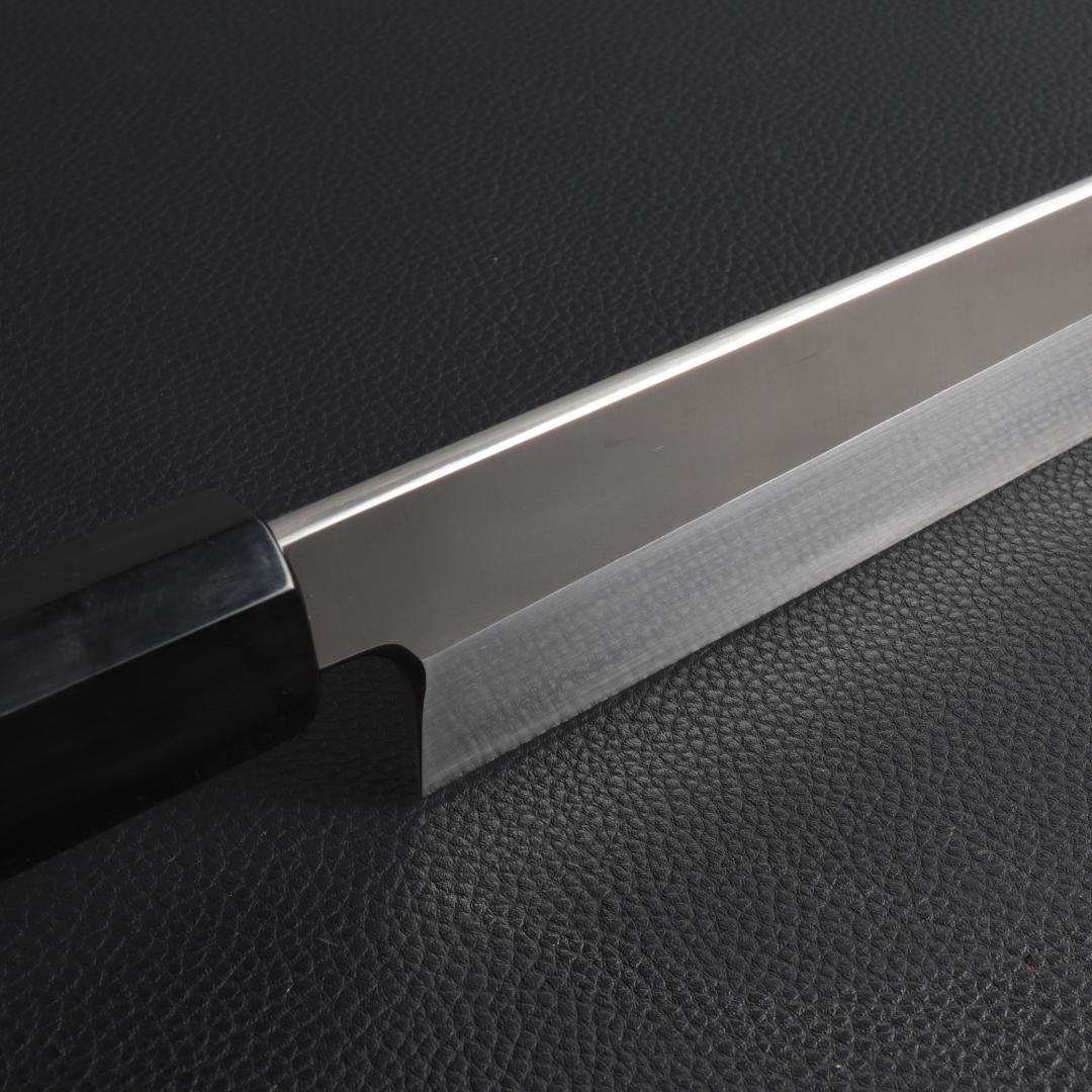 9824 切付柳刃包丁 尺一 刃は究極の切れ味 刺身包丁 黒檀黒水牛角八角柄
