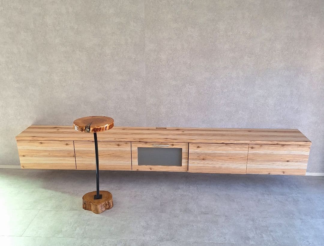 サイドテーブル　栗と山桜　ドライフラワーレジン