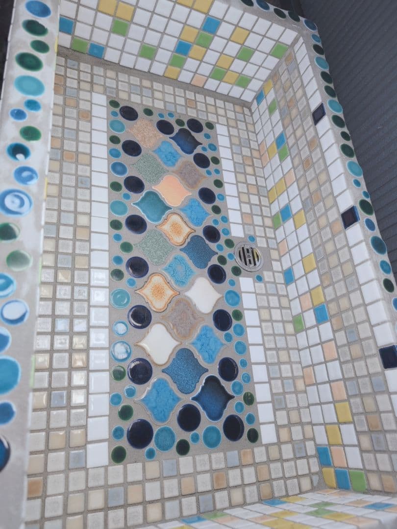 早い物勝ち！レトロタイルシンク！サイズ深型特大（ブルージュエル）一点物