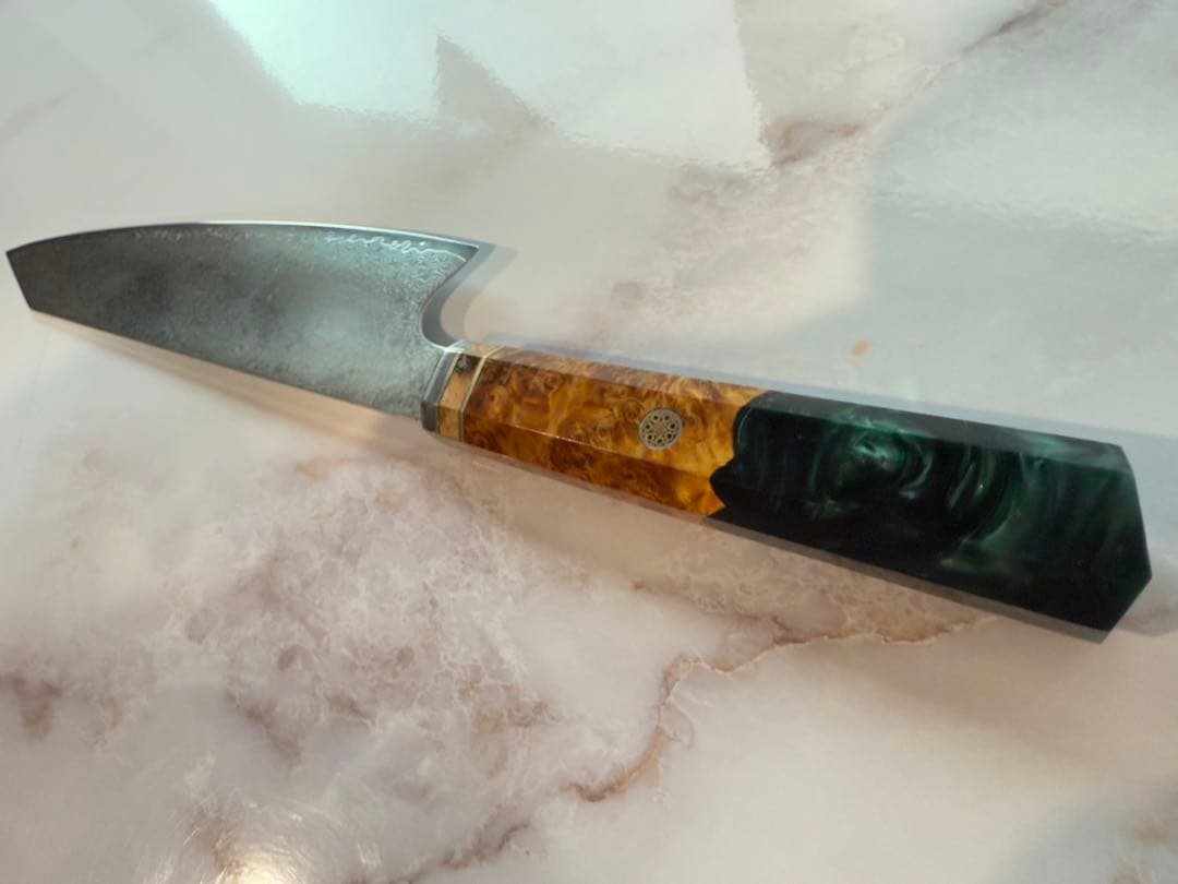 V10号金 ダマスカス シェフナイフ 刃渡210mm