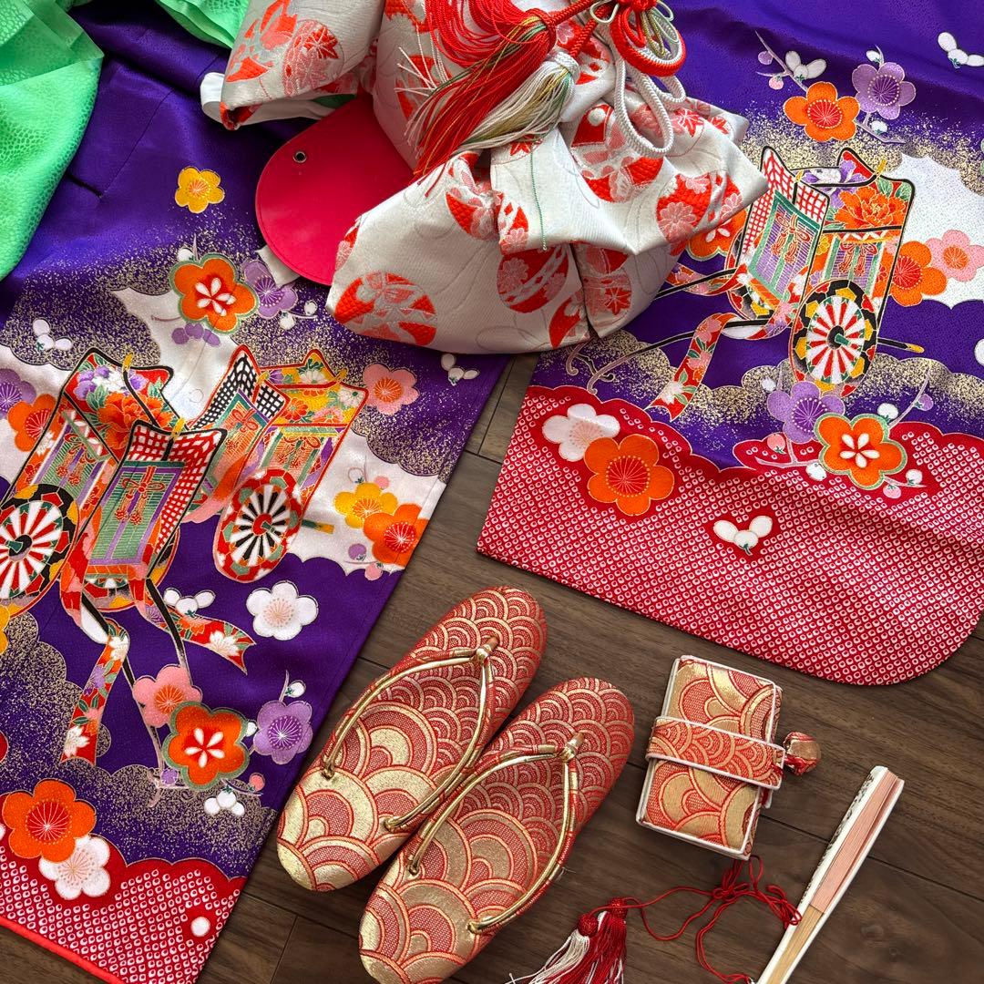 七五三　7歳　紫　フルセット　アンティーク