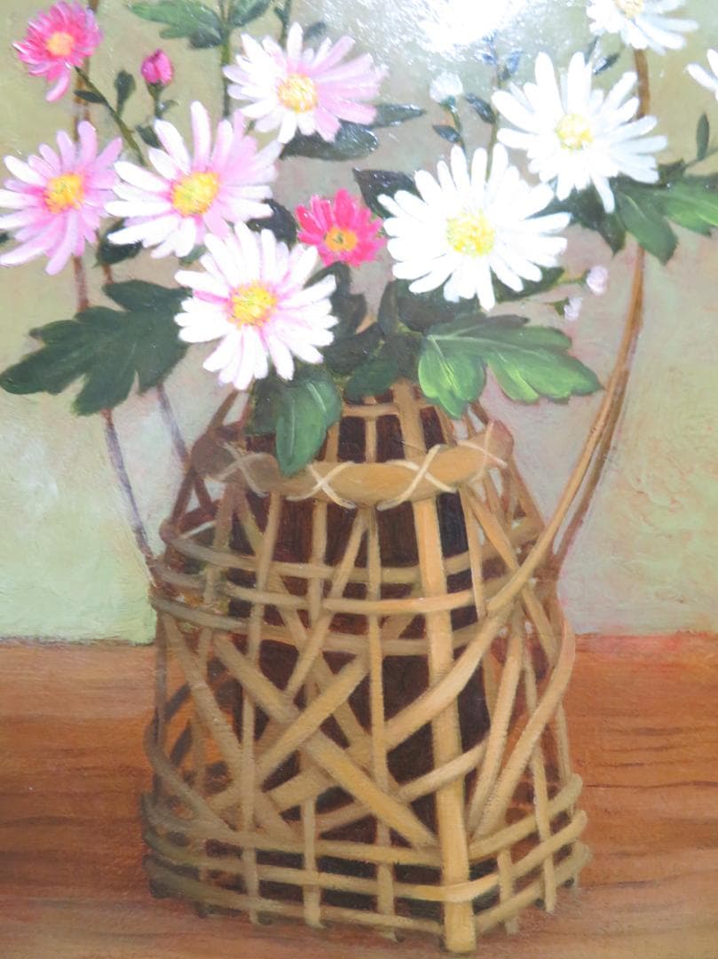 るるる　船越利和「マーガレット」　油彩　F6号 細密リアリズム真作保証