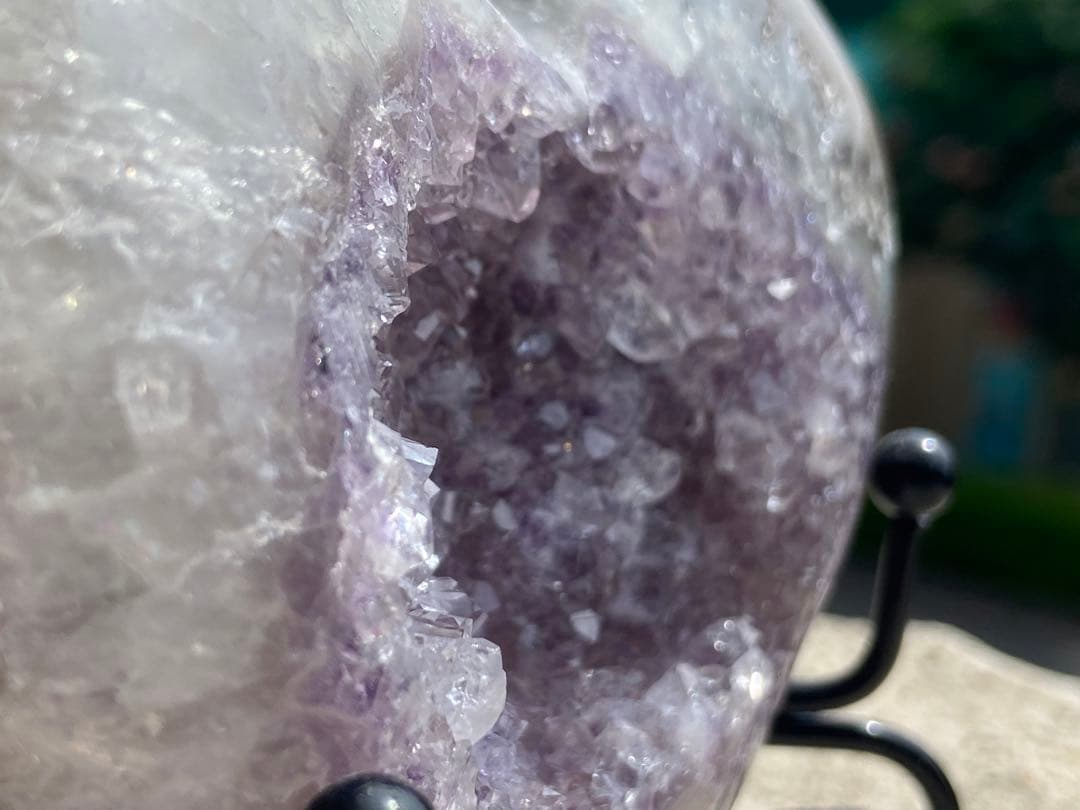 【健康・長寿・子宝】瑪瑙ハート！アメジスト共生⭐️浄化皿⭐️台座付き N65