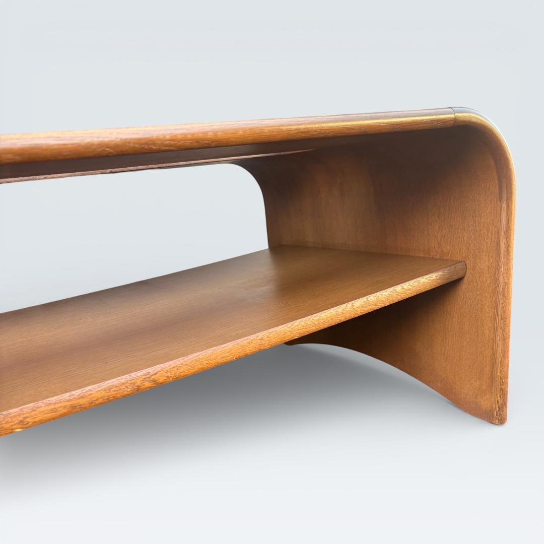 カリモク家具 リビングテーブル ガラス天板 135cm 曲木 センターテーブル