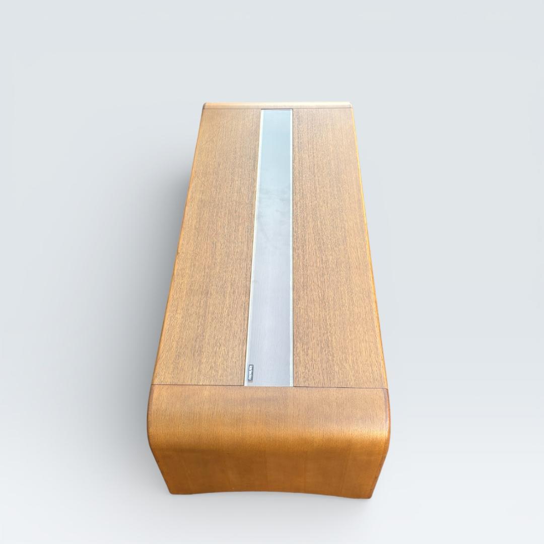 カリモク家具 リビングテーブル ガラス天板 135cm 曲木 センターテーブル