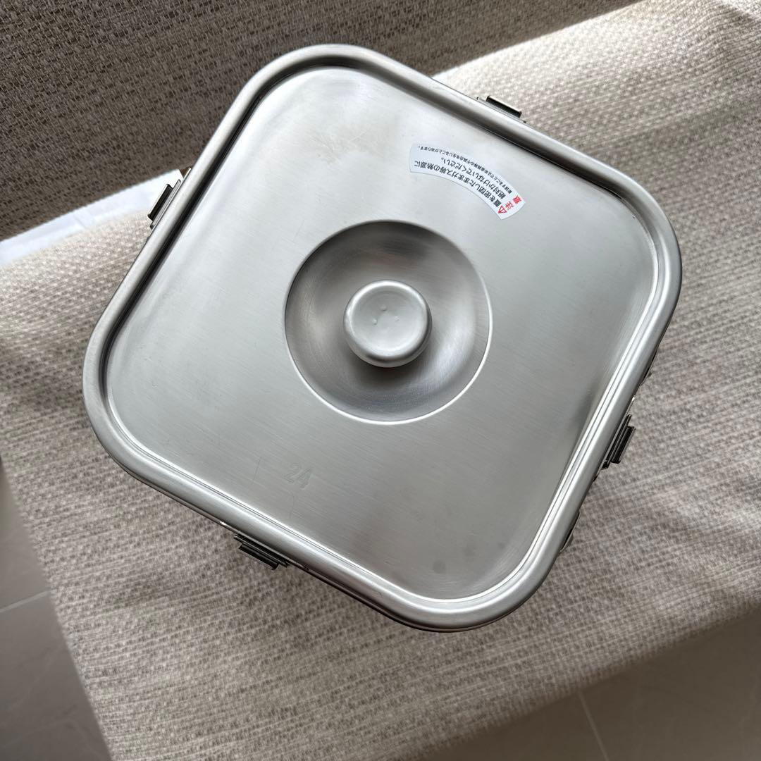 新品‼️クロムステンレス製 IH対応　スタッキング角型給食缶　Wハンドル仕様