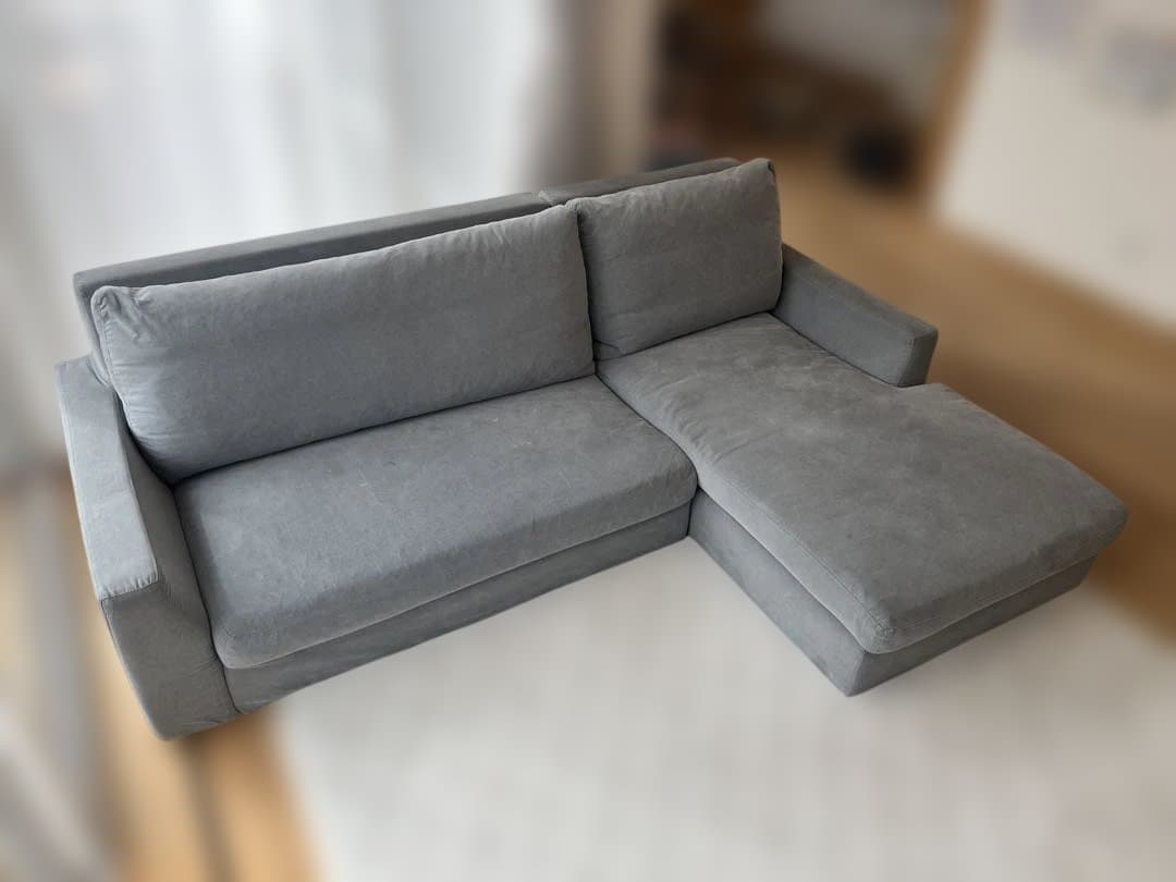 【直接渡し】LAULU カウチソファ 3人掛け ACTUS グレー　L字ソファ