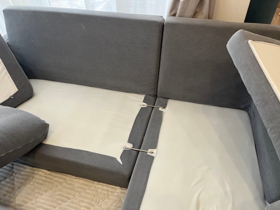 【直接渡し】LAULU カウチソファ 3人掛け ACTUS グレー　L字ソファ