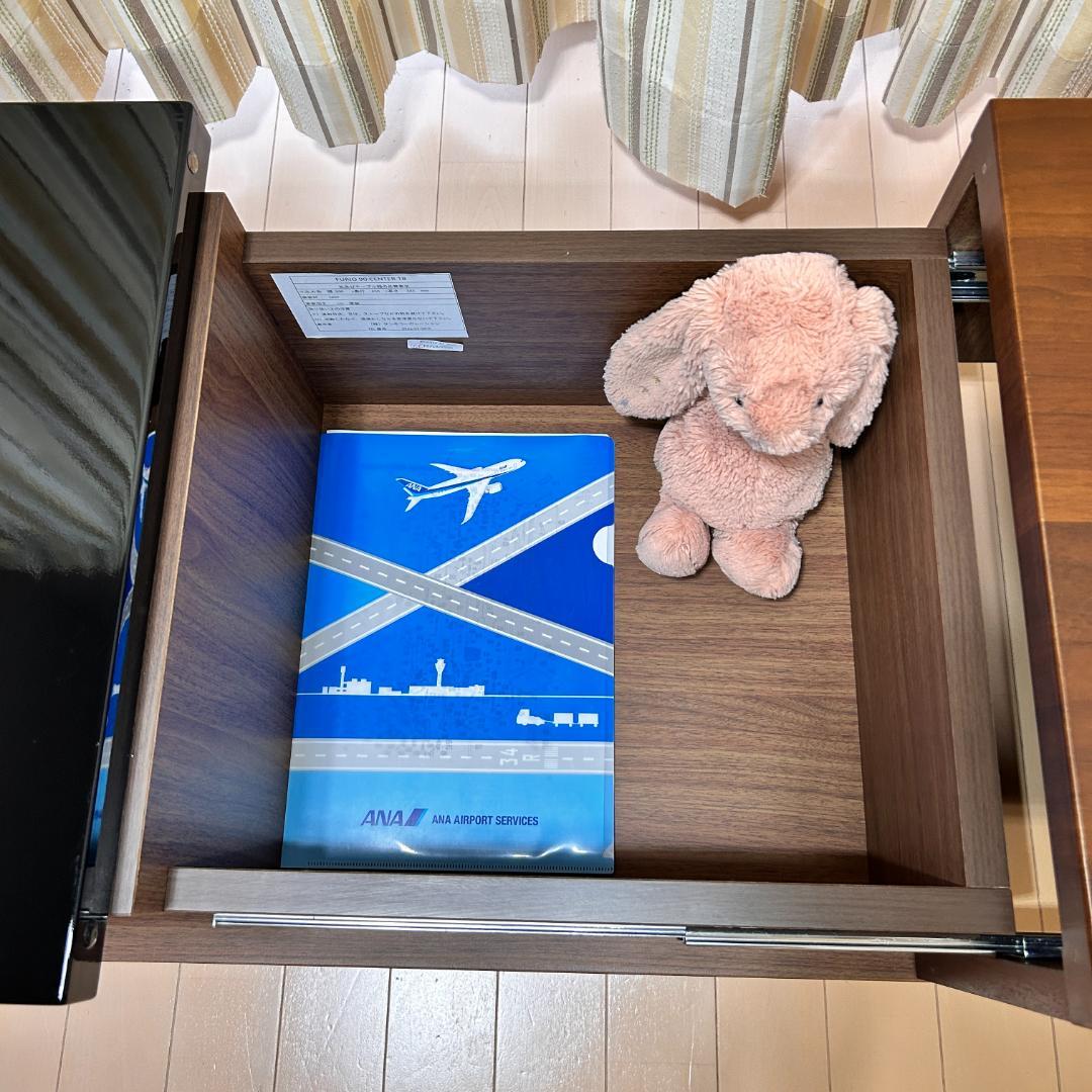 【美品】スライド収納付ローテーブル 幅90cm 木目×ガラス調天板 完成品