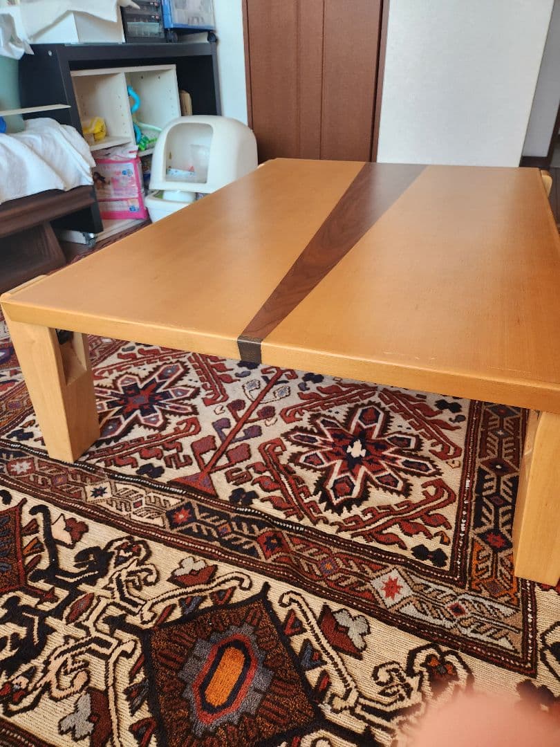 ナチュラルウッド ストライプデザイン テーブル