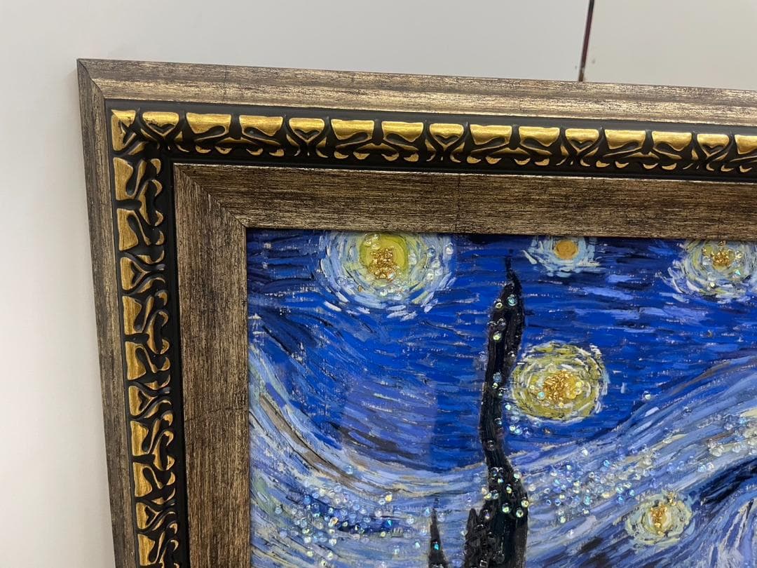 水晶絵 ゴッホ 「星月夜」 アートパネル クリスタル 立体 絵画 アート