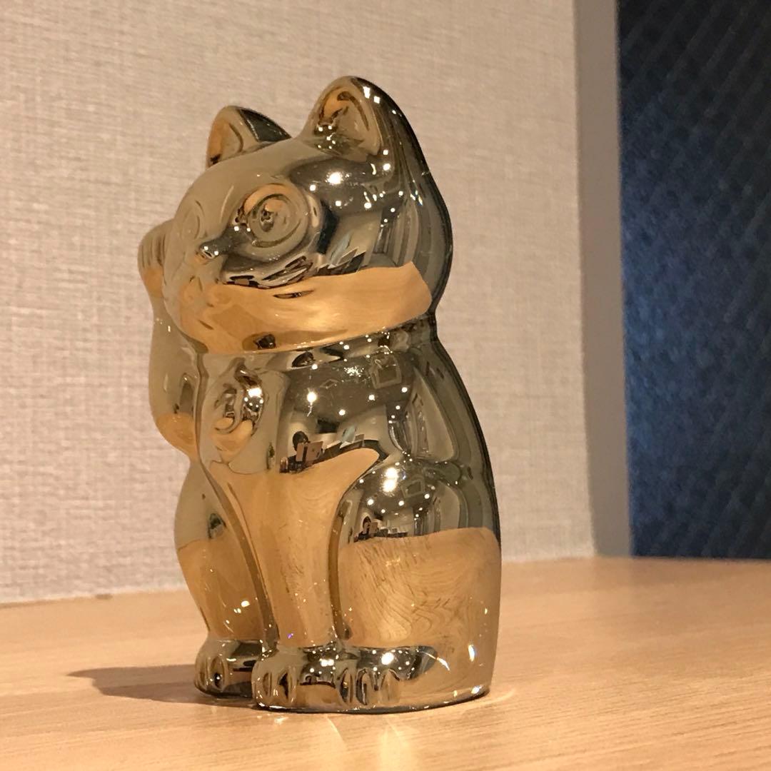 可愛らしい♡アンティークバカラ招き猫フィギュリン♪ゴールド縁起物ラッキーキャット