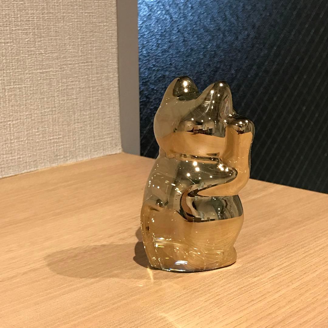 可愛らしい♡アンティークバカラ招き猫フィギュリン♪ゴールド縁起物ラッキーキャット