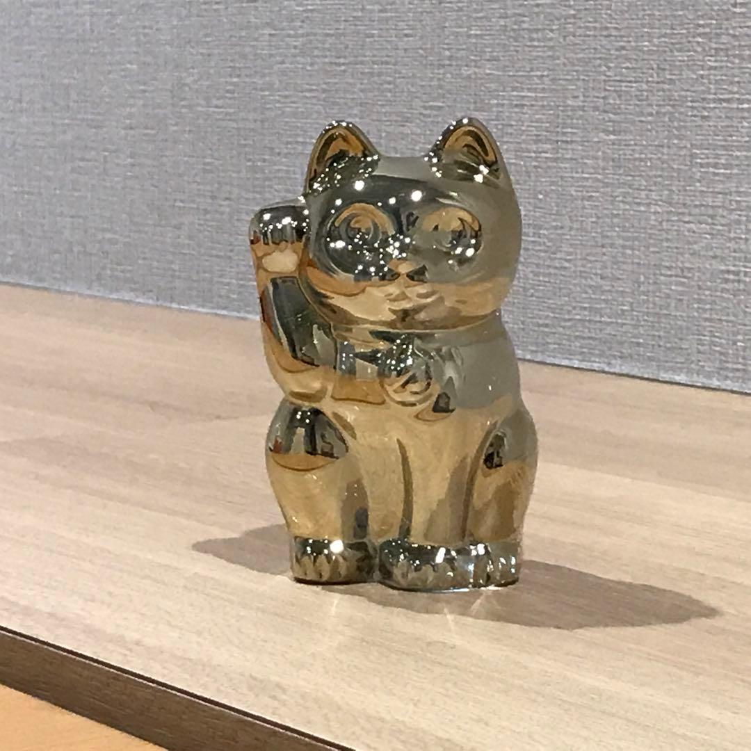 可愛らしい♡アンティークバカラ招き猫フィギュリン♪ゴールド縁起物ラッキーキャット