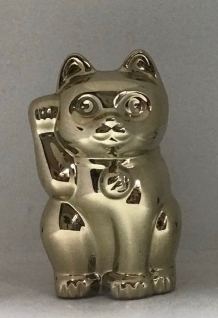 可愛らしい♡アンティークバカラ招き猫フィギュリン♪ゴールド縁起物ラッキーキャット