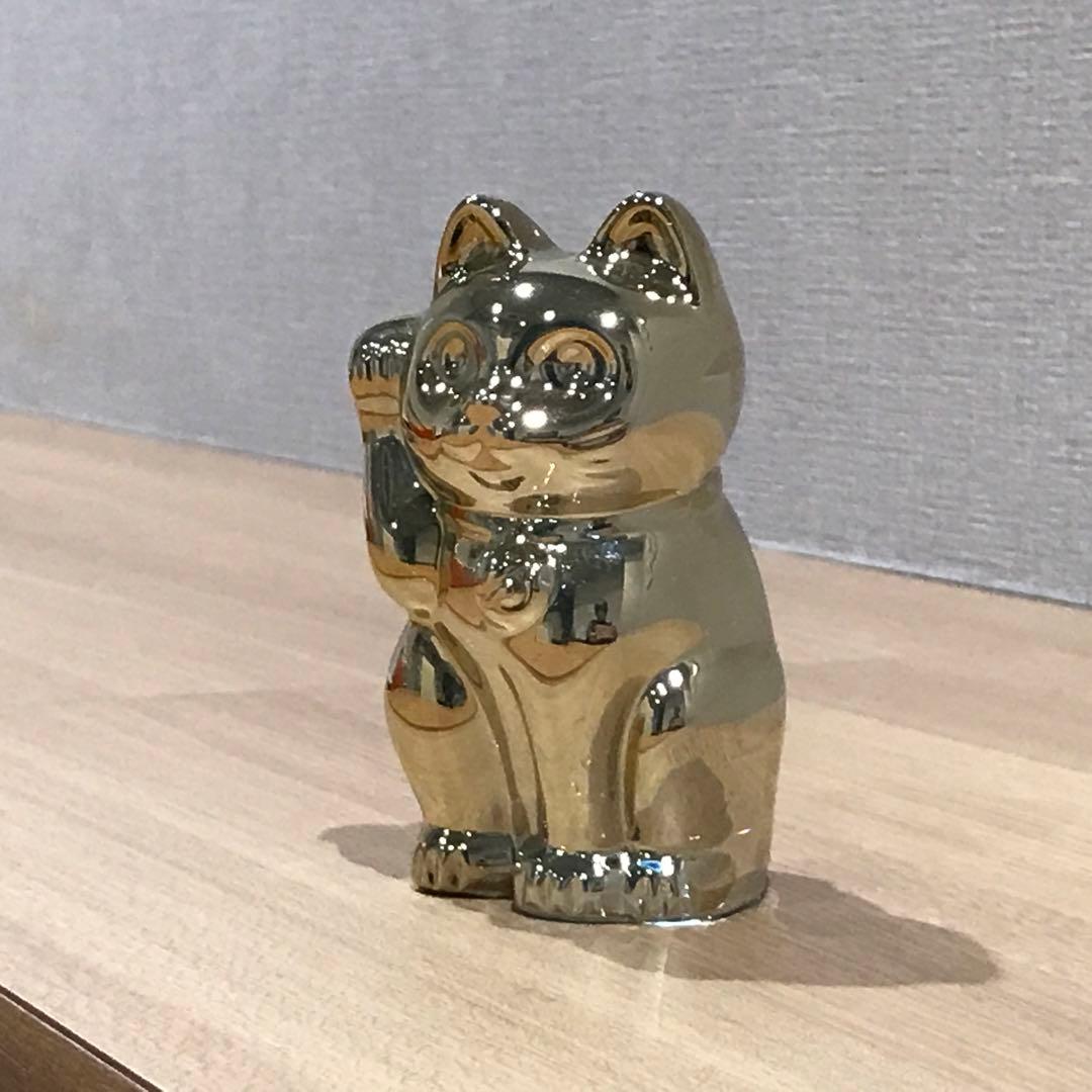 可愛らしい♡アンティークバカラ招き猫フィギュリン♪ゴールド縁起物ラッキーキャット