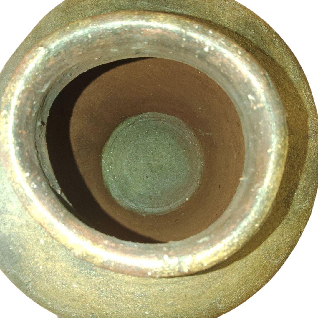 桃山美術　備前　櫛描波状文茶壺　刻書「キ」窯印　骨董品