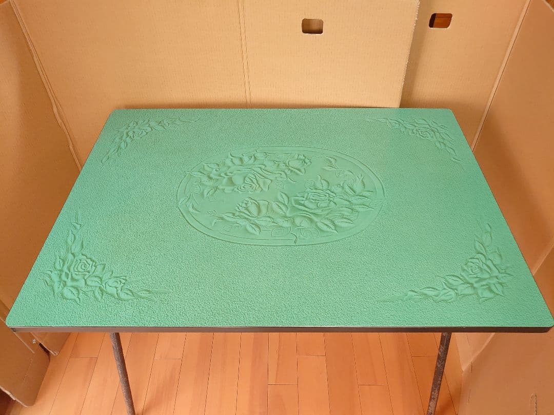 昭和レトロ アイアン脚 食堂テーブル アンティーク 家具 グリーン