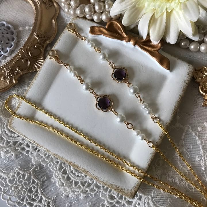 ♪539❤️ 花　ガラスストーン　パール　マスクチェーン　メガネチェーン