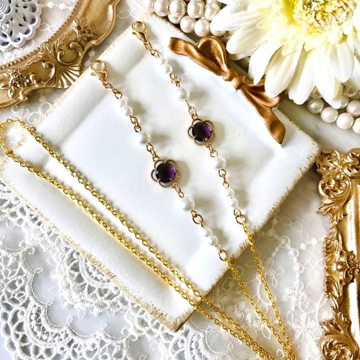 ♪539❤️ 花　ガラスストーン　パール　マスクチェーン　メガネチェーン