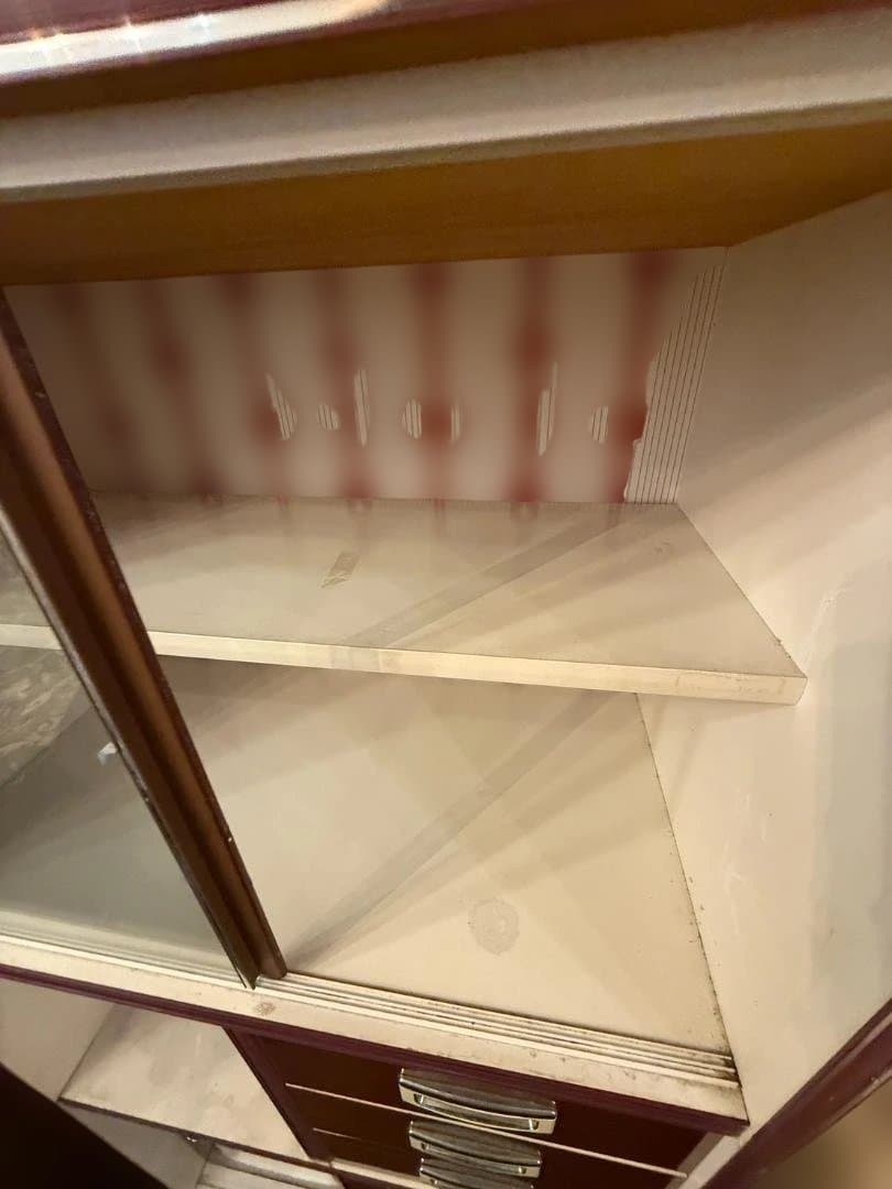 昭和レトロ 食器棚 ガラスキャビネット 木製 キッチン収納 ヴィンテージ 古家具