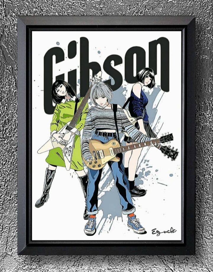 江口寿史/Gibson・ギブソン【A4サイズ写真ポスターフレーム付き2点