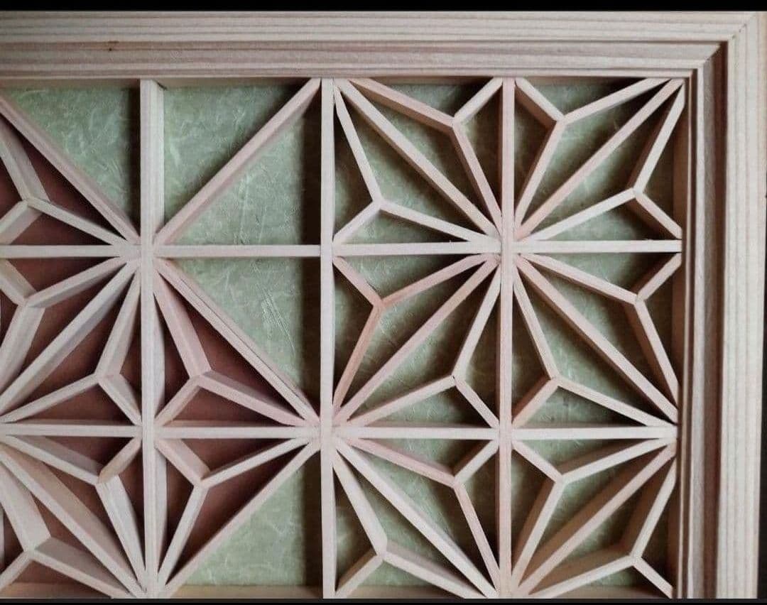 114❣️大特価❣️お買い得❣️ 麻の葉組子 2 枚一組 木製額縁