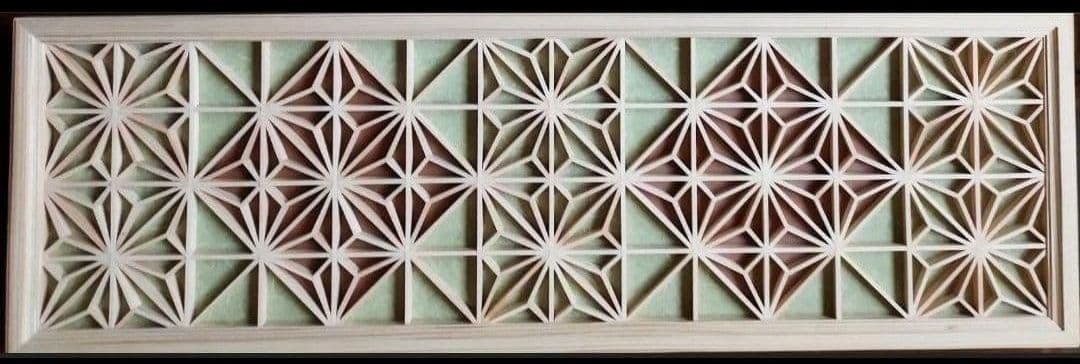 114❣️大特価❣️お買い得❣️ 麻の葉組子 2 枚一組 木製額縁