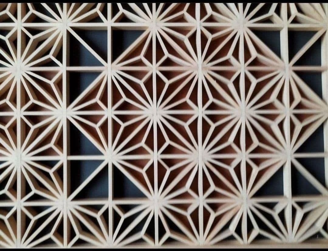 114❣️大特価❣️お買い得❣️ 麻の葉組子 2 枚一組 木製額縁