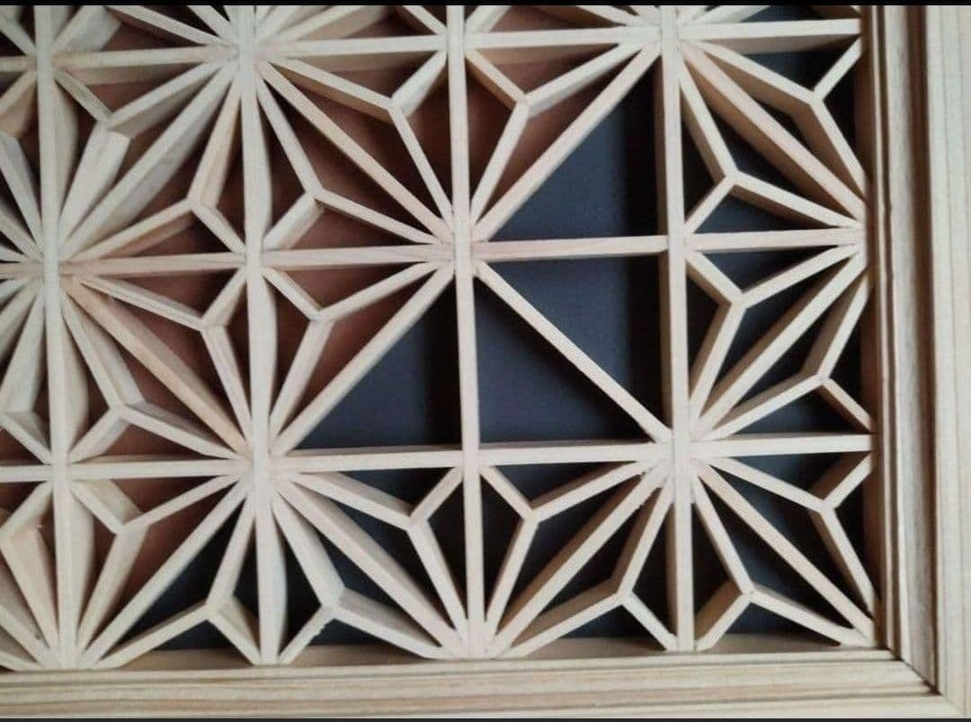 114❣️大特価❣️お買い得❣️ 麻の葉組子 2 枚一組 木製額縁