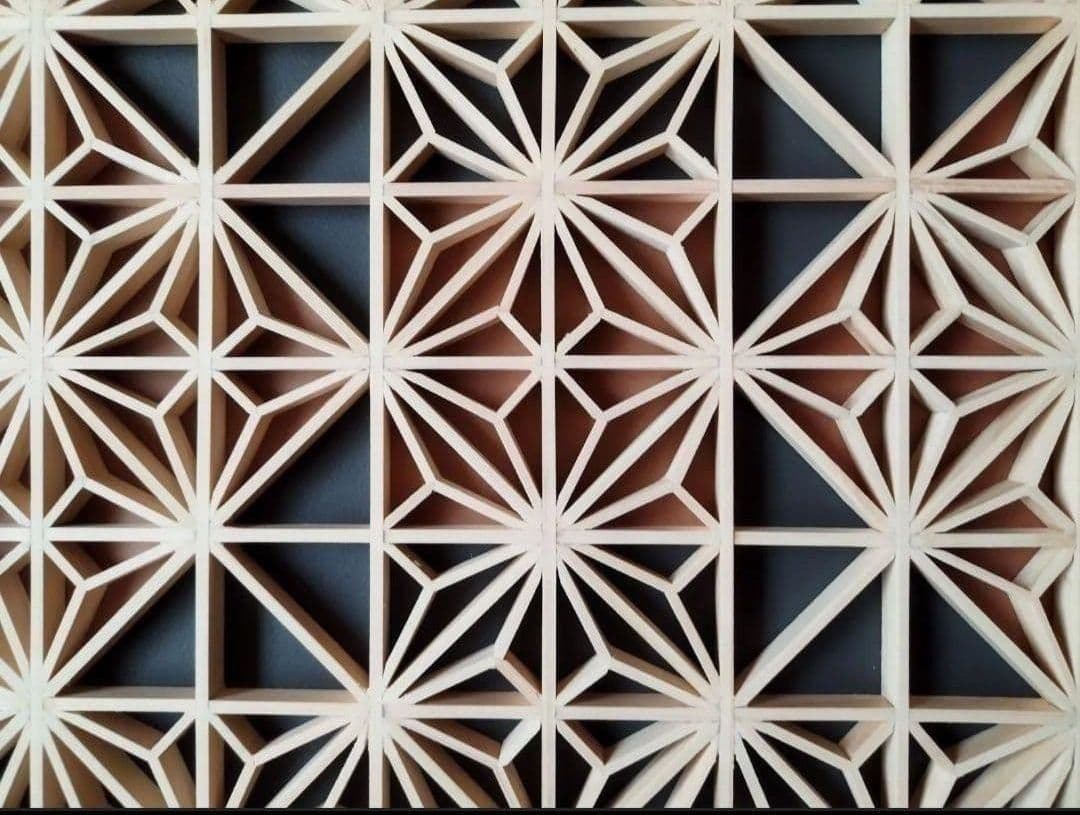 114❣️大特価❣️お買い得❣️ 麻の葉組子 2 枚一組 木製額縁