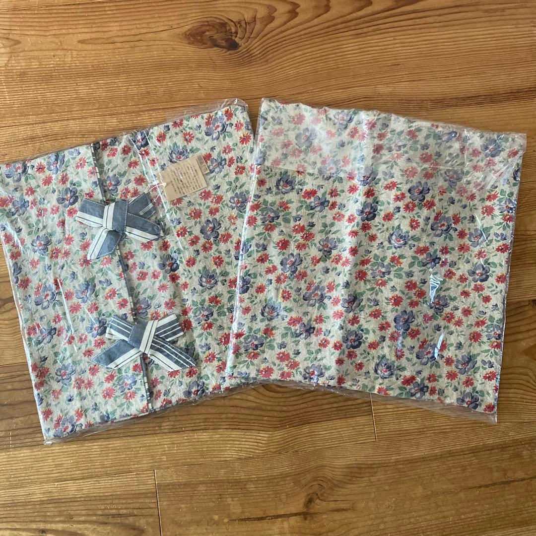 新品 ハグオーワー クッションカバー 2枚セット リネン 花柄