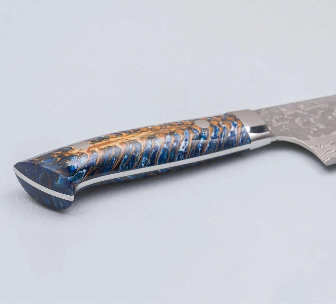 佐治武士　クロス槌目　黒打ち　vg10 文化180mm