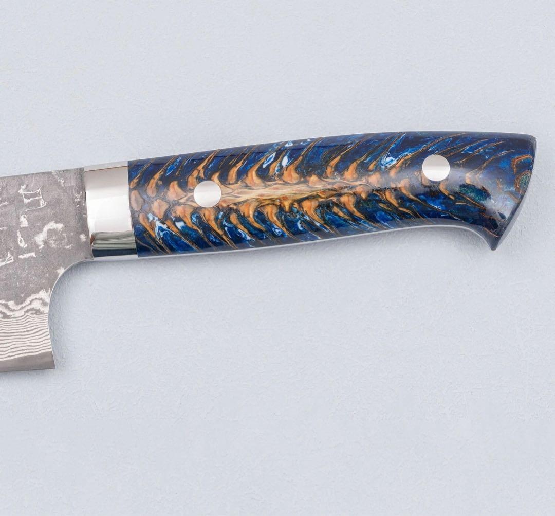 佐治武士　クロス槌目　黒打ち　vg10 文化180mm