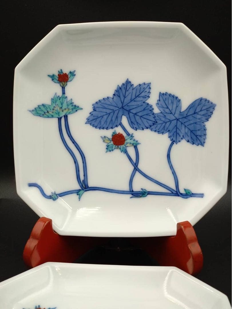 今泉今右衛門 飾皿 絵皿 3枚 苺絵図 草花絵図