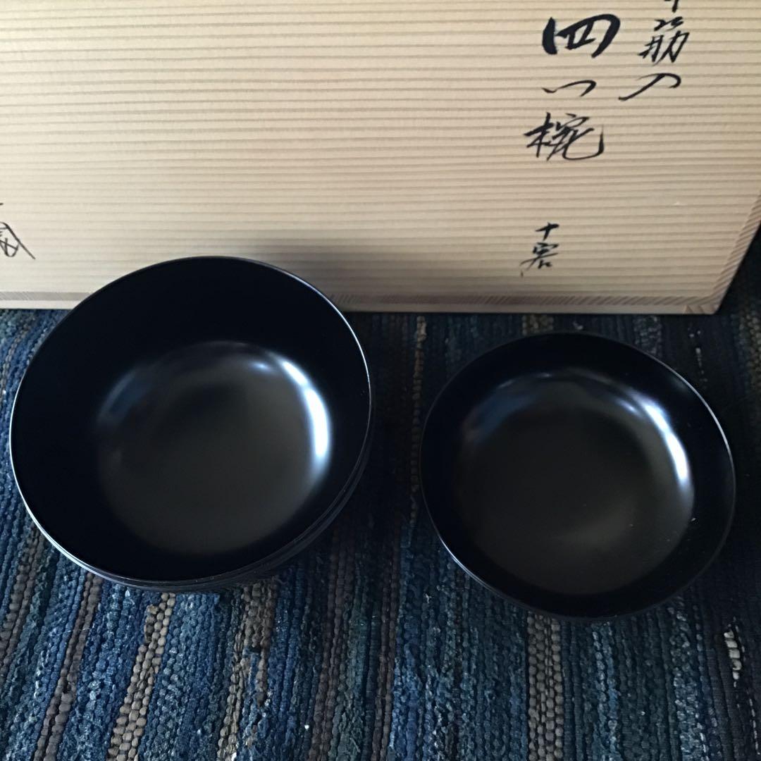 漆専堂　朱筋刀　四つ椀　茶道具　茶席　10客　未使用品