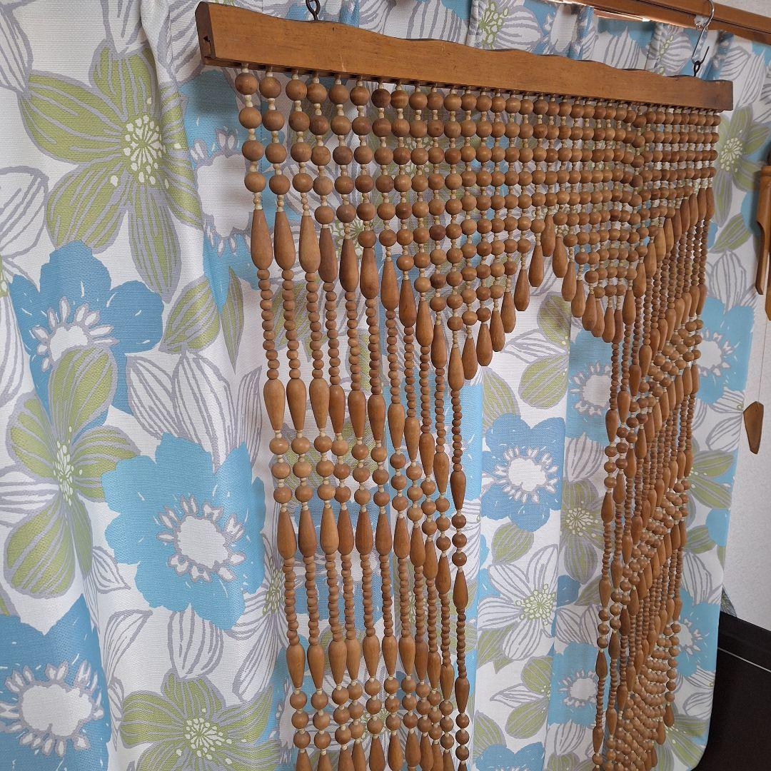 ヴィンテージ　昭和レトロ　玉のれん　のれん　珠のれん　無垢材